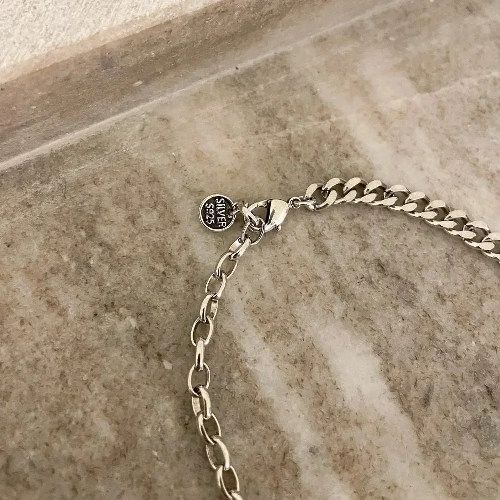 925 Sterling Silver Vintage Rose Bracelet Chain Link Bracelet Flower Bracelet - Picture 5 of 6